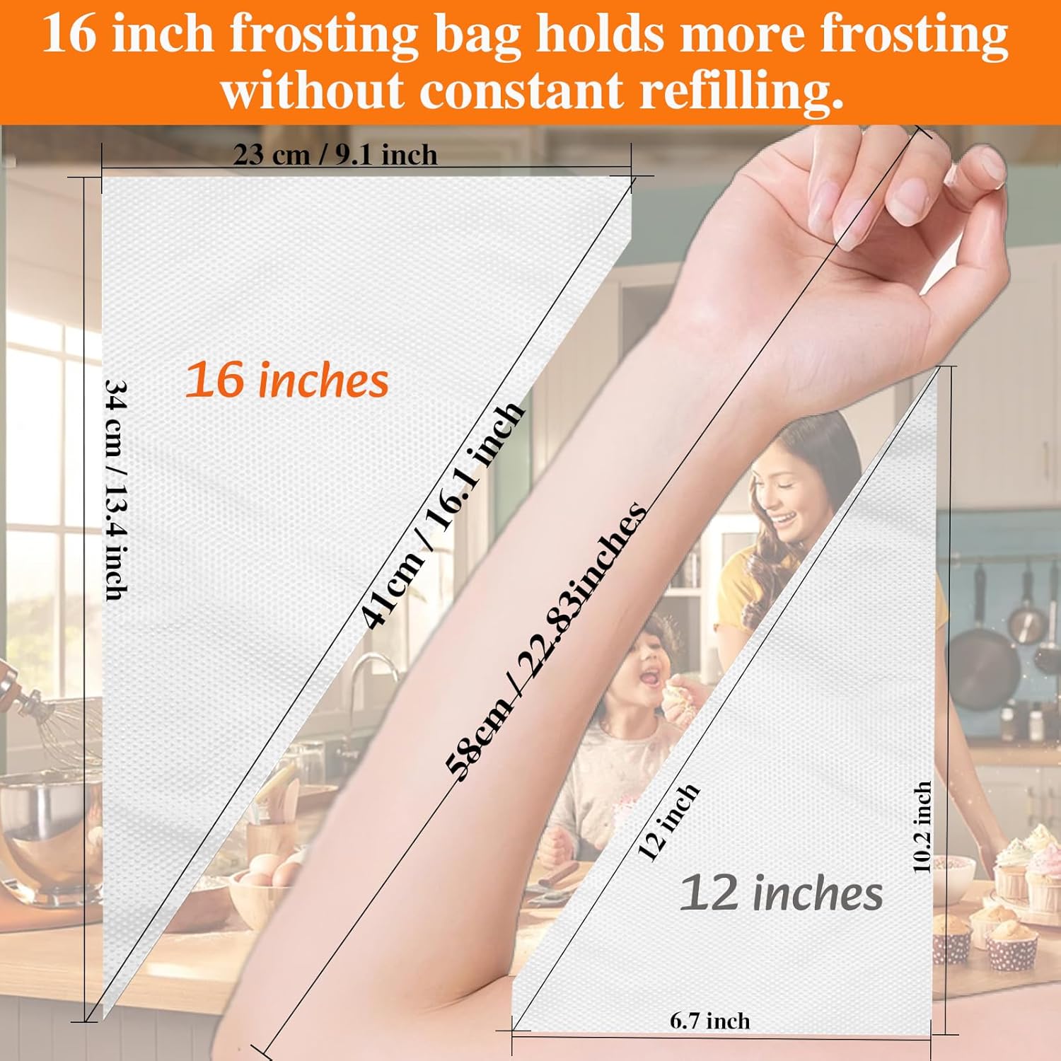 Skiennix Disposable Piping Bags - Thickened Large 16-Inch Bags for Cake Decorating & Icing (500 Pcs)