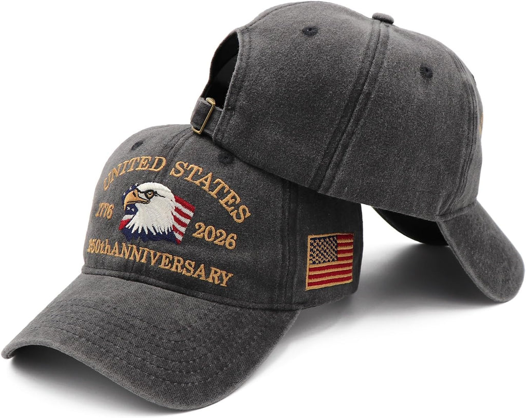 USA 250th Anniversary Hat - Patriotic Baseball Cap with Embroidered Eagles | Unisex Design