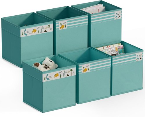 Homyfort Cube Storage Organizer Bins - 12x12 Inch Foldable Fabric Baskets with Handles for Toys & Clothes | Green