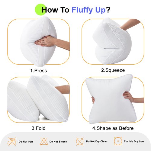 AIAEL 18x18 Pillow Inserts Set of 2, Down Alternative Throw Pillow Inserts with 100% Cotton Cover, Machine Washable Reading Pillows, Decorative Pillows for Bed, Sofa, and Couch