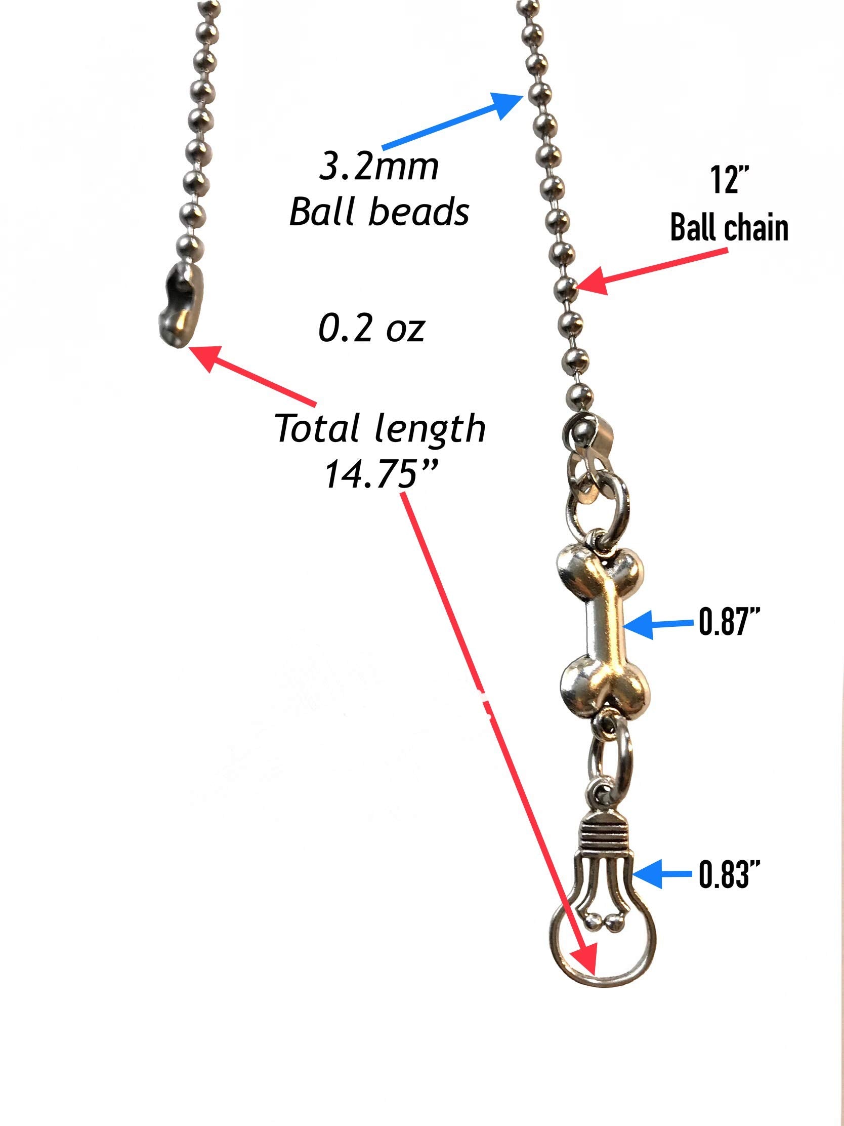 Paw Print Dog Bone Light Fan Pull Chain Ball Chain Extender Replacement