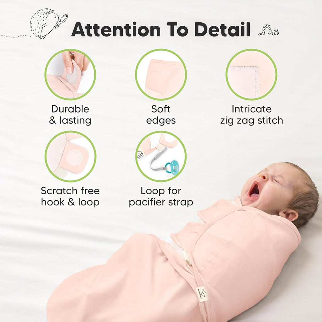 Skiennix Organic Baby Swaddle Sleep Sacks - Soft & Snug for Newborns 3-6 Months | 3-Pack (Angelic, L)