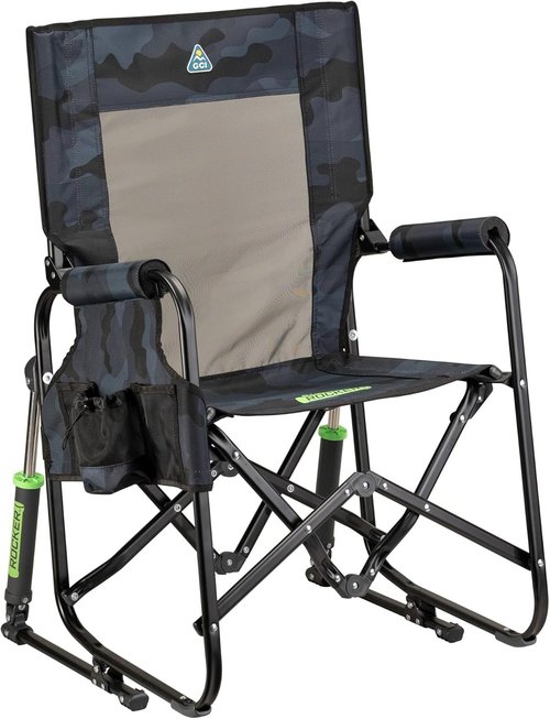GCI Outdoor Stowaway Rocker - Portable Folding Chair in Stealth Camo for Camping & Relaxation