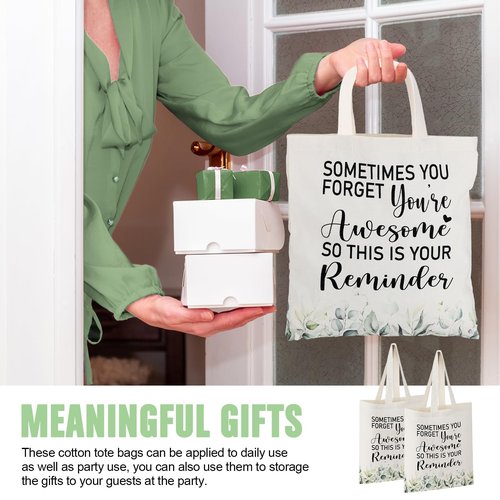 Roowest 60 Pcs Employee Appreciation Gift Totes Bulk Inspirational Canvas Bags Reusable Cotton Bag(Sometimes)