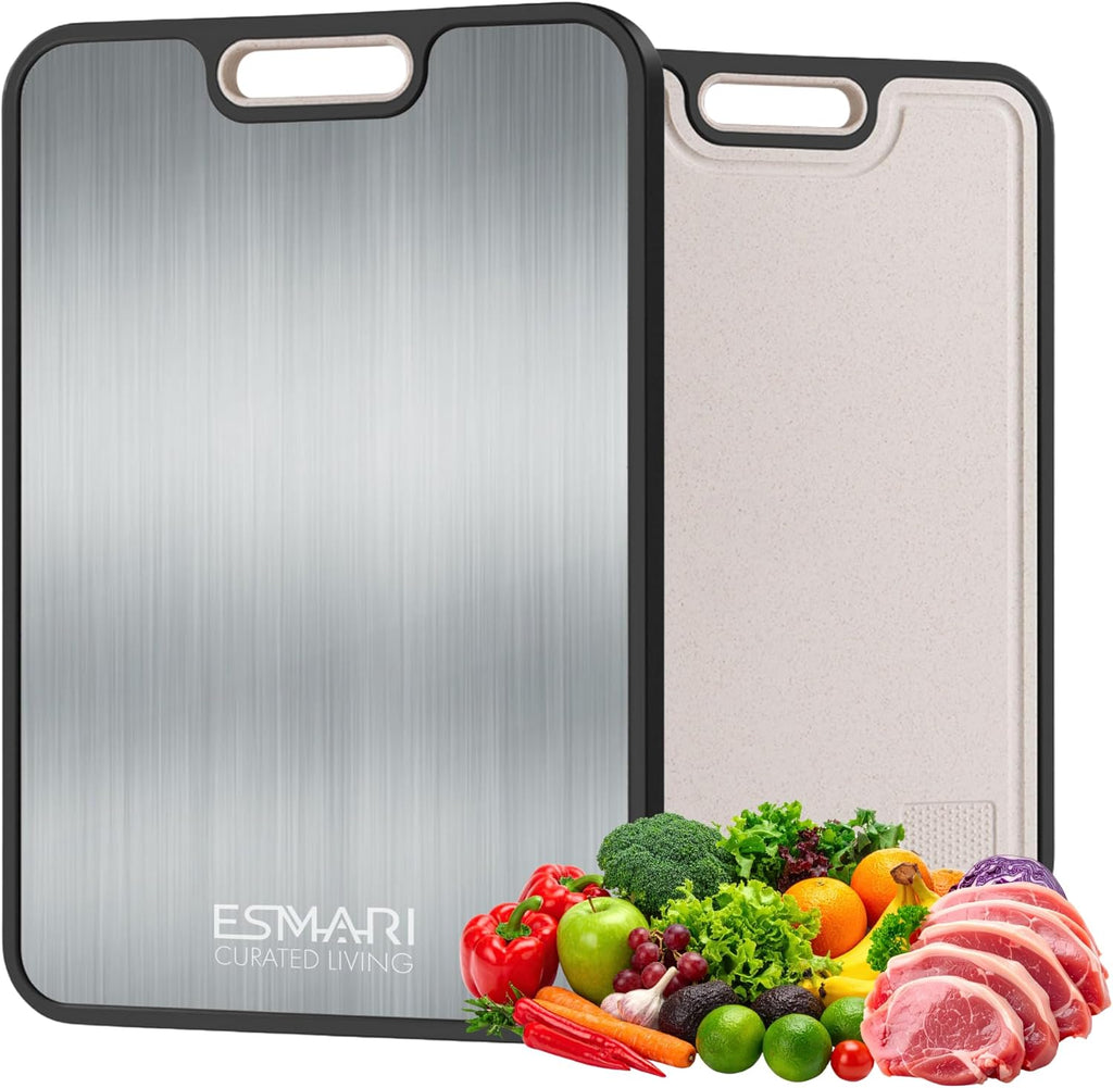 Titanium Cutting Board - 2-in-1 Double-Sided Food Grade Pure Titanium & PP | Large 16” × 11” Easy Clean Chopping Board for Meat & Vegetables