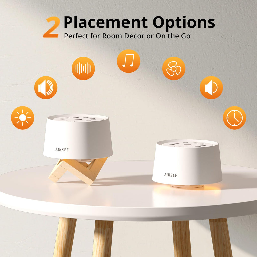 AIRSEE White Noise Sound Machine for Baby Adults, 31 Soothing Sounds 2000mAh Battery 4-Level Night Light Sound Machine, Timer & Memory Function 32 Volume Levels Sleep Machines for Home Office Travel