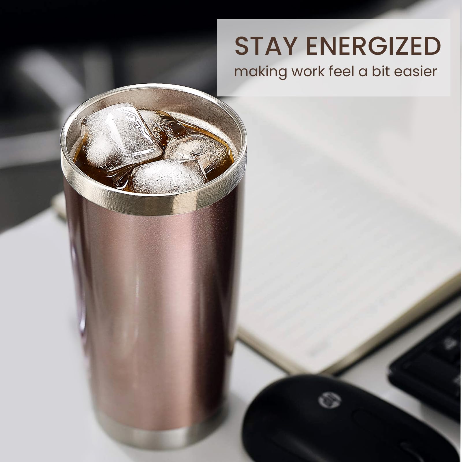 MEWAY 20oz Tumbler 8 Pack Double Wall Vacuum Insulated Travel Mug Bulk, Mix Color Stainless Steel Tumblers with Lid and Straw, Durable Powder Coated Coffee Cups for Cold & Hot Drinks（Mix Color, 8