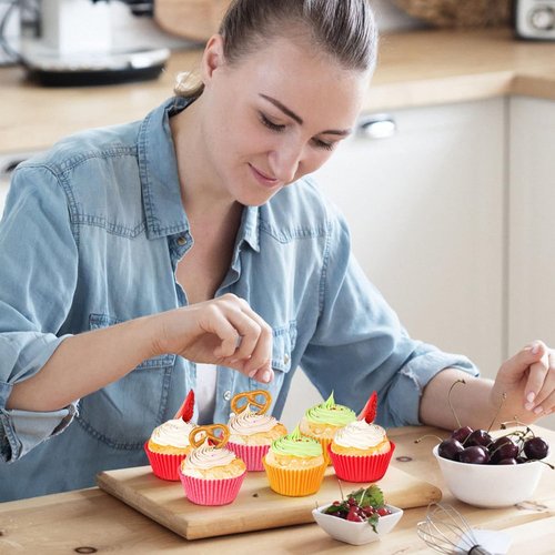 Caperci Orange Cupcake Muffin Liners - 500-Count, No Smell, Food Grade & Grease-Proof Paper