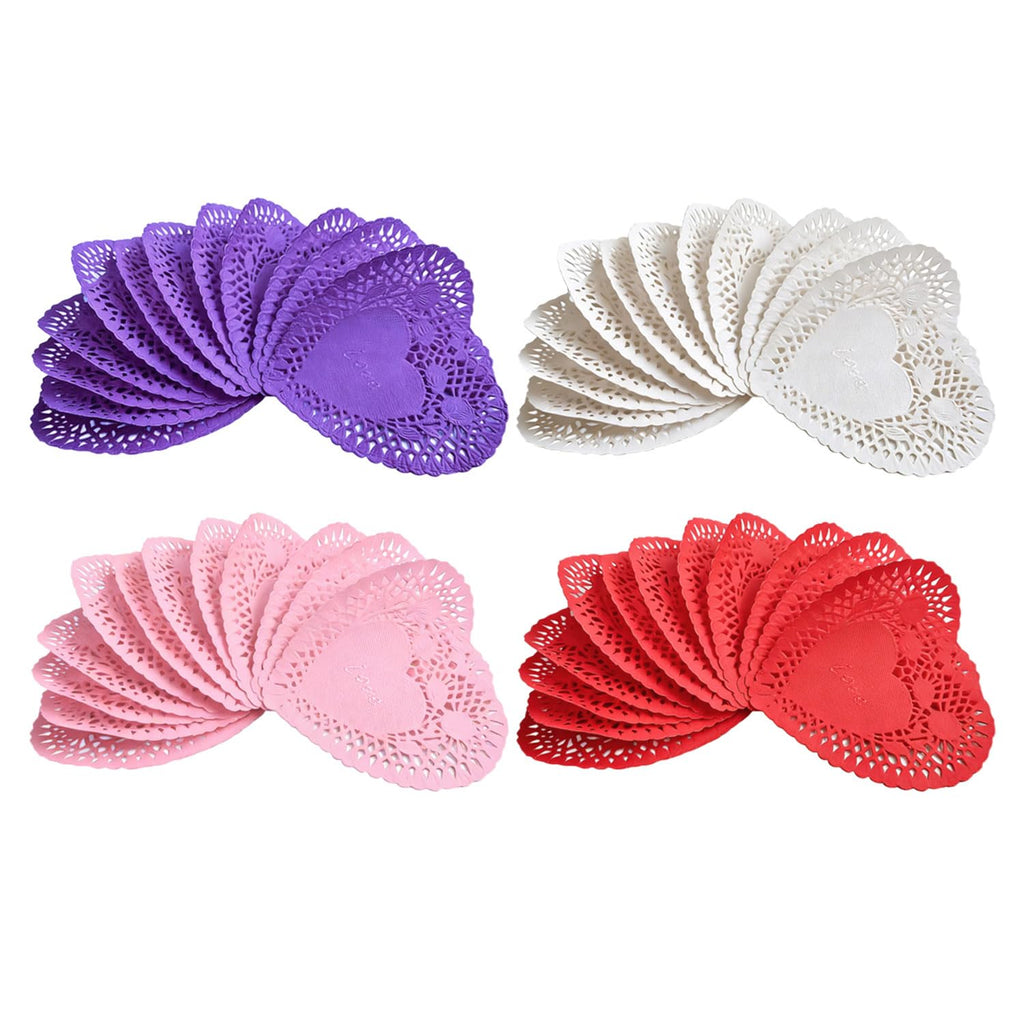 120 Pcs 6 Inch Heart Shaped Paper Doilies Valentines Lace Paper Doilies for Valentines Day Crafts, Table Decor, Wedding Birthday Mothers Day Party Favor Supplies
