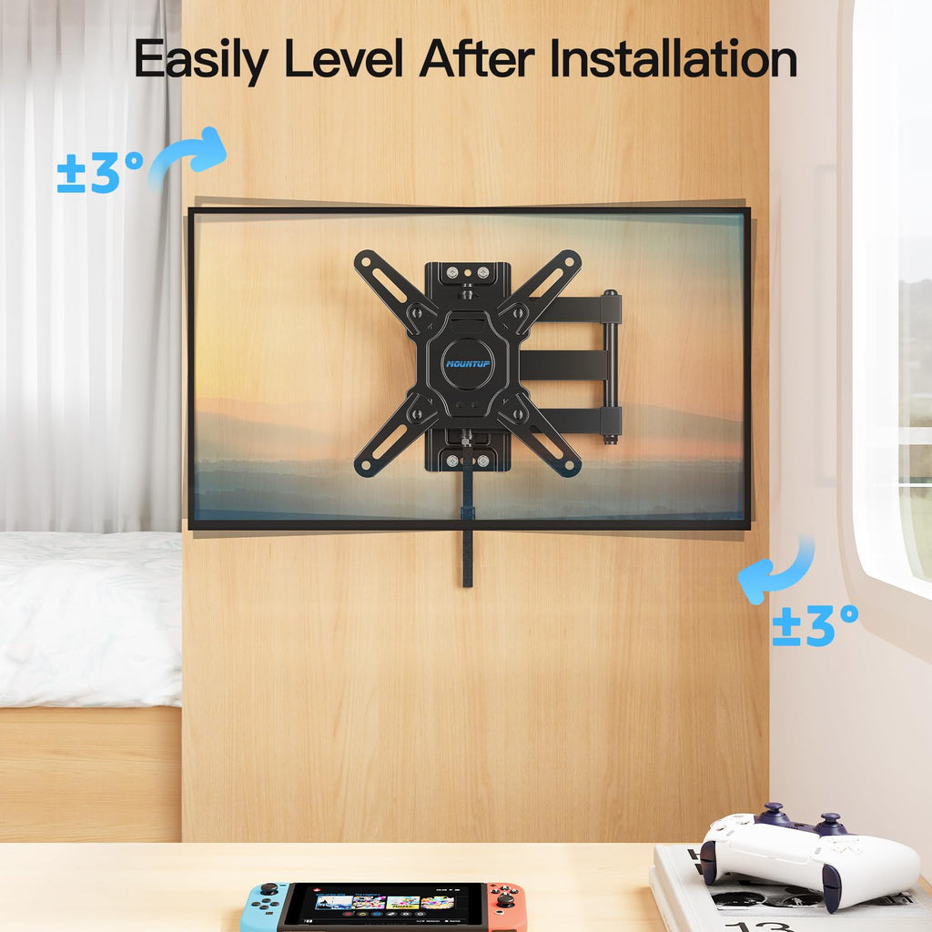 MOUNTUP Lockable RV TV Mount for 13-43 Inch TVs - Full Motion Swivel RV TV Bracket with Pull Cord Lock, Space Saving Design for Camper, Trailer, Motorhome, Truck - Max 33lbs & VESA 200x200mm, MU2101