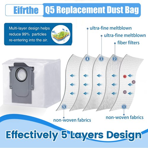 12 pack Dust Bags for roborock Disposable Dust Bag Q5 Q5+ Q7 Q7+ Q7 Max Q7 Max+ S7 MaxV Ultra S8+ S8 Pro Ultra Robot Vacuum,roborock q5 bags:3L Large Capacity Disposable Bag Replacement
