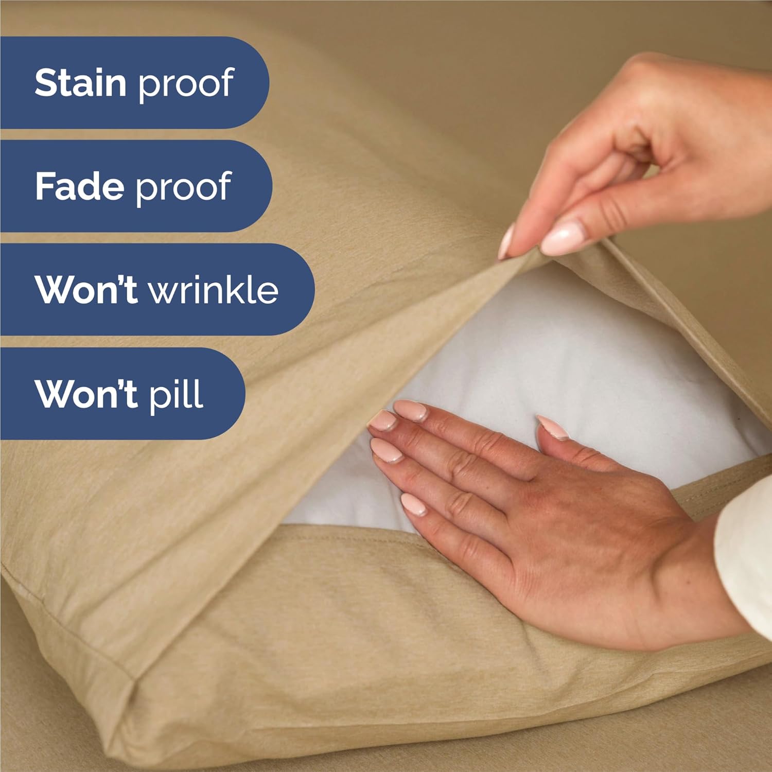 Split King Size 5-Piece Sheet Set | Comfy Cooling Bed Sheets - Luxury Hotel Quality - Tan