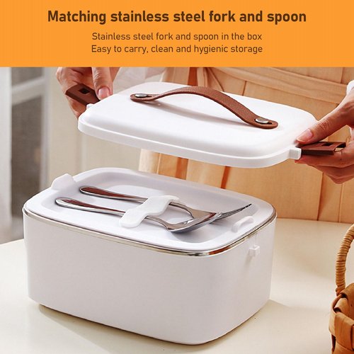 Zerodis Electric Food Heater for Work, Fast Portable Heated Lunch Box 1.8L Heated Lunchbox for Adults 2 in 1 Stainless Steel Interior Portable Food Warmer