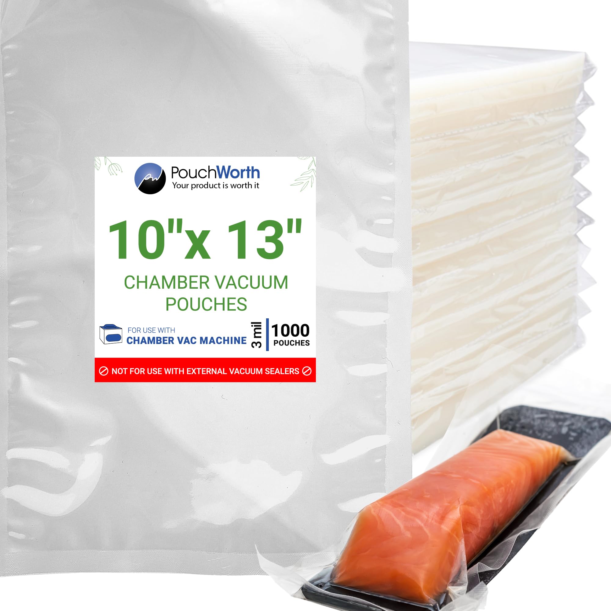 1,000 pcs Clear 10" x 13", 3 mil Vacuum Chamber Bags Great for Food Vac Storage