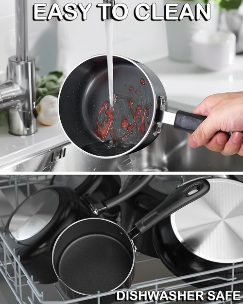 Cook N Home Nonstick Sauce Pan - 2-Qt Multi-Purpose Pot with Glass Lid | Durable Aluminum, Black