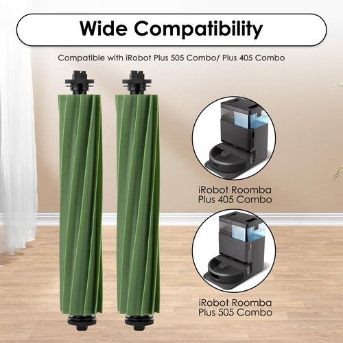 (2 Pack) Roomba Plus 505 Combo Replacement Roller Brushes for iRobot Roomba Plus 505 Combo robot + AutoWash dock/Roomba Plus 405 Combo/Roomba 205 Robot Vacuum, Main Brushes, Accessories Kit
