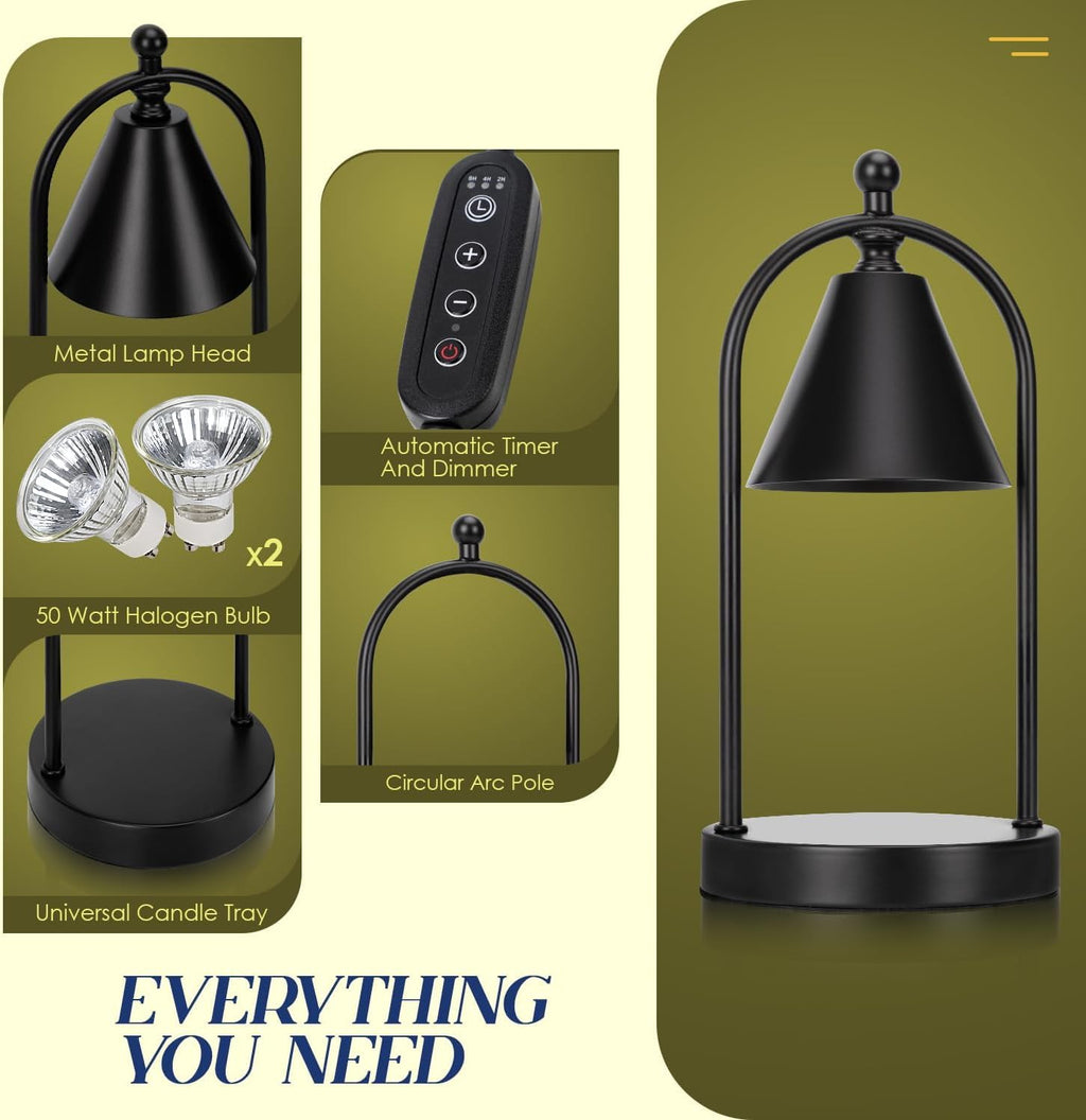 Soilsiu Candle Warmer Lamp - Dimmable Electric Candle Light for Home Decor | Timer & 2 Bulbs Included