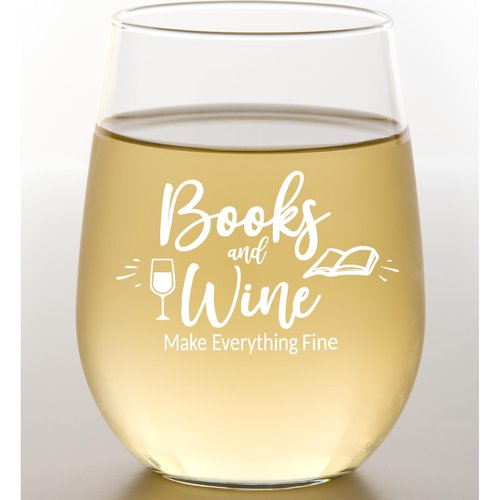 Glassicle Book Lovers Gifts for Women – Stemless Wine Glass for Readers – Funny Bookish Gift, Christmas & Stocking Stuffer for Women Who Love Books and Wine – Books and Wine Make Everything Fine