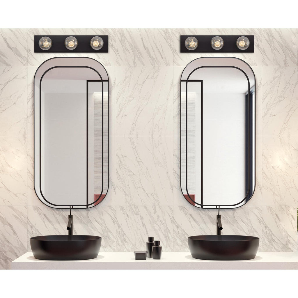 Westinghouse 6117500 Traditional Three-Light Indoor Vanity Light Fixture, Matte Black Finish, No Shades