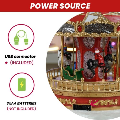 Animated Christmas Carousel by 9 - Musical LED Lights for Festive Home Tabletop Decoration