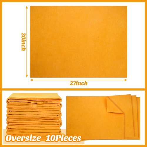 SEEWEY 10 Pack Shammy Cloths Absorbent Cleaning Towels for Car Drying German Shammy Cloths Bulk Machine Washable Reusable Multi Purpose Orange Chamois Towels Anti Scratch for Home Cars Pet Wash