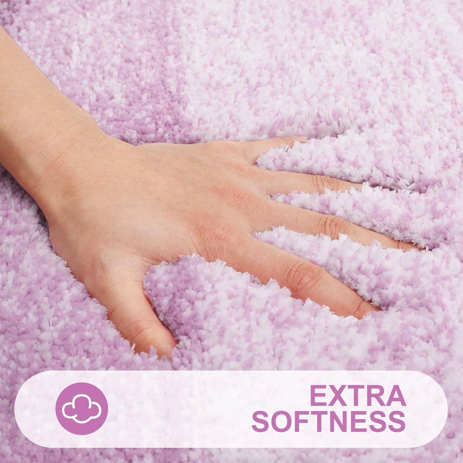 OLANLY Luxury Toilet Rugs - Extra Soft Microfiber U-Shaped Bath Mat 24x24 | Non-Slip Pinkish-Purple