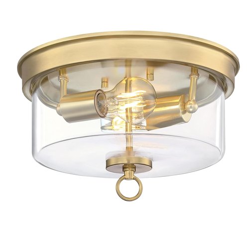 Westinghouse 6128600 Lebanon Transitional 12 Inch, Two Light Flush Mount Ceiling Fixture, Champagne Brass Finish, Clear Glass