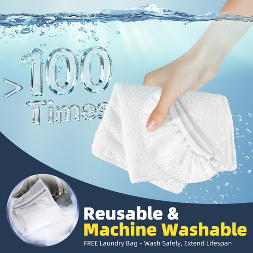 LOVECO 6+6 Pack Reusable Microfiber Mop Pads Compatible with Waitbird Steam Cleaner STC-EU168, 6 Pack Steam Mop Pads + 6 Pack Ironing Cloths Set Replacement + Laundry Bag (Mop is Not Included)