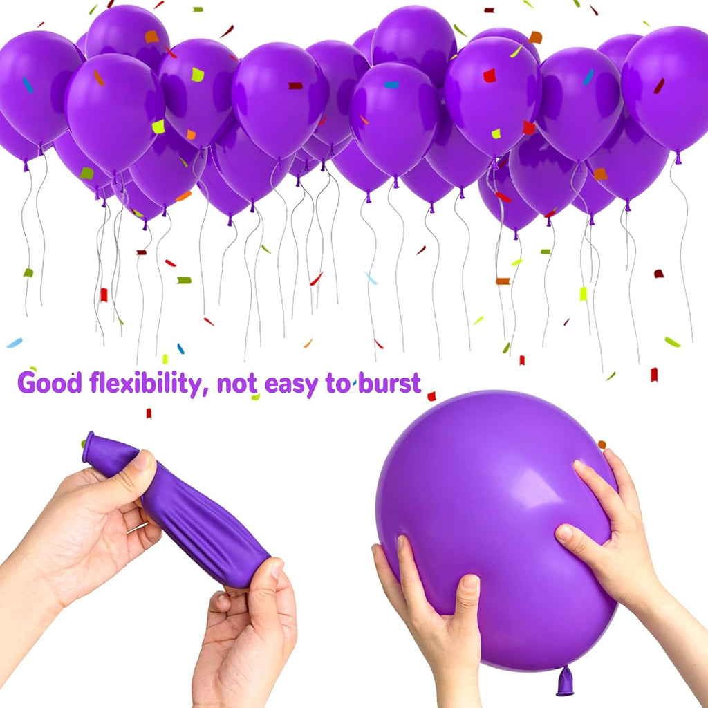 Purple Balloons 100 Pack - 12 Inch Thick Matte Latex Balloons for Halloween & Birthday Celebrations