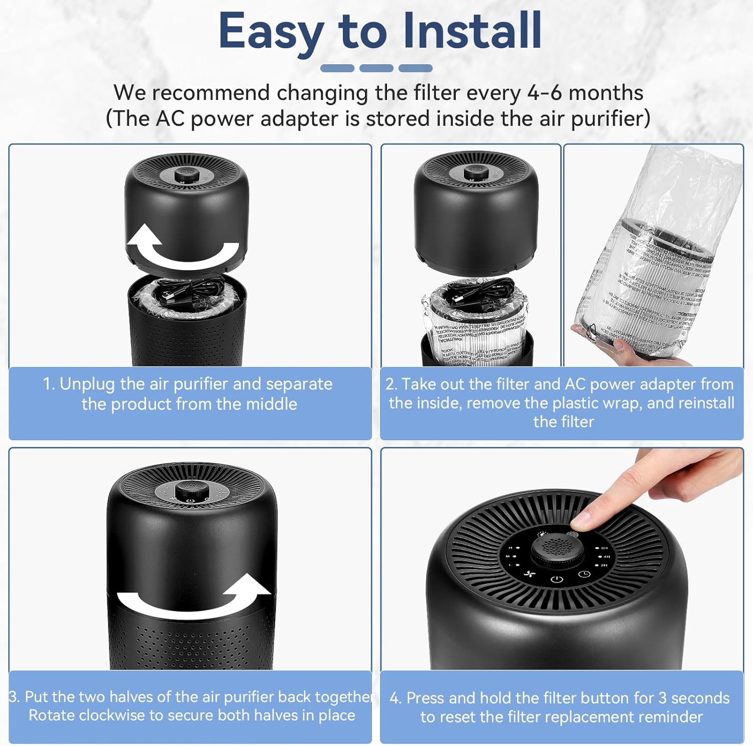 YARIKI Air Purifiers - 2 Pack Small Bedroom Purifiers with Aromatherapy & Nightlight | Low Noise 24dB