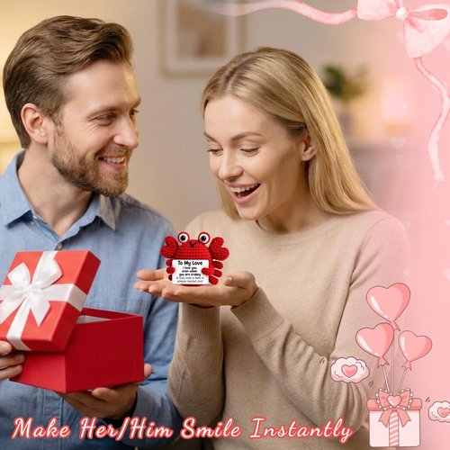 GiftMark Anniversary Mothers Day Birthday Gifts for Women Men, to My Love Gifts for Boyfriend Girlfriend Wife Husband, Emotional Positive Crochet Crab Anniversary Birthday Gift for Him Her Couple