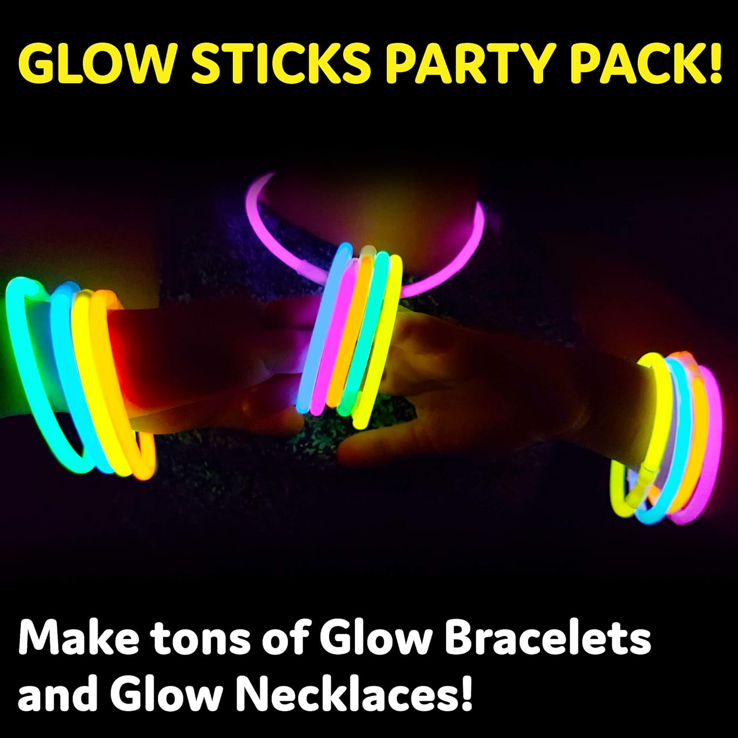 PartySticks Ultra Bright Glow Sticks - 400 Pack of 8" Glow in the Dark Halloween Party Favors | Neon Necklaces & Bracelets