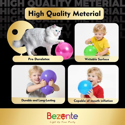 Bezente Pro Duralatex Metallic Silver Balloons - 100 Pack | 12-Inch Extra-Thick for Lasting Party Decor
