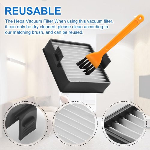 A32VC04 Filter Compatible with Ryobi Hand Vacuum Filter P712 P713 P714K Replace 019484001007 533907001 Vacuum & Dust Collector Filters,Air Filter Support Assembly 4 Pack and 1 Brush