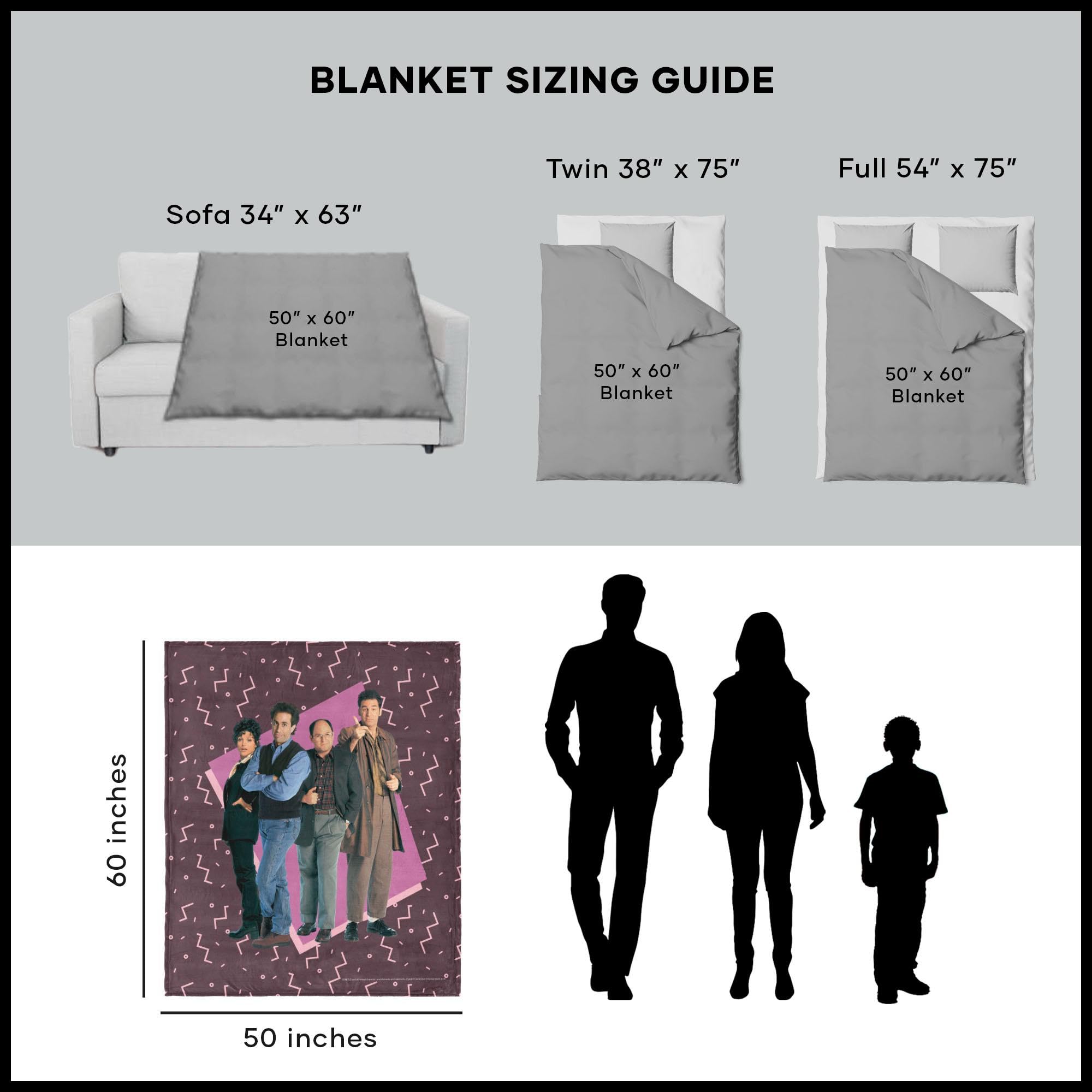 Northwest Seinfeld Silk Touch Throw Blanket, 50" x 60", The Gang