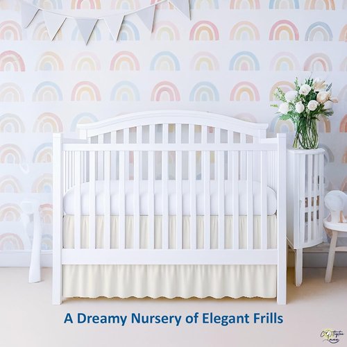 Cottington Lane Ivory Crib Skirt - 100% Natural Cotton, Soft & Durable Nursery Bedding | Fits Standard Cribs 28" x 52" with 14" Drop