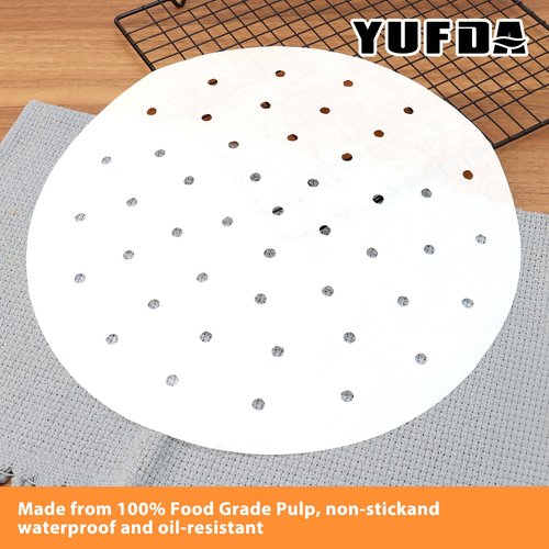 Air Fryer Parchment Paper, Set of 120, 12 inch Air Fryer Liner/Bamboo Steamer Liners/Perforated Parchment Paper for Air Fryer, Steaming Basket and More