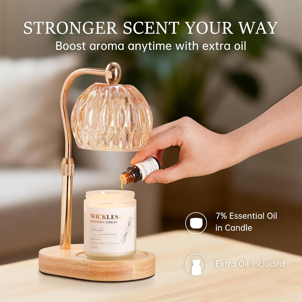 Skiennix Wickless Vanilla Sandalwood Candle - Flameless Non-Toxic Soy Scented with 10ml Essential Oil | Perfect for Home & Gifts