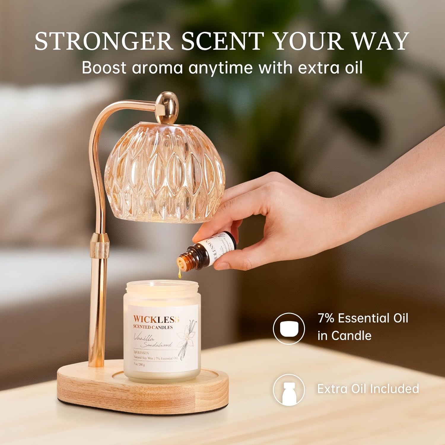 Skiennix Wickless Vanilla Sandalwood Candle - Flameless Non-Toxic Soy Scented with 10ml Essential Oil | Perfect for Home & Gifts