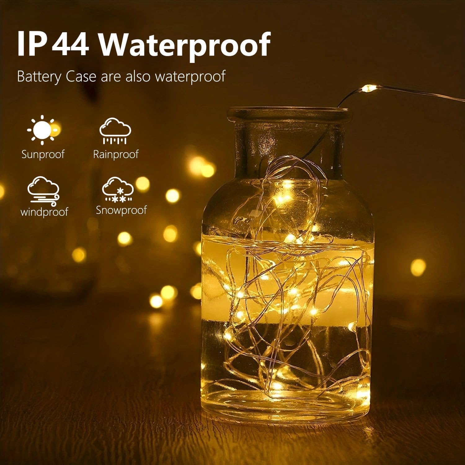 Skiennix 2-Pack Battery Operated Fairy Lights - 66FT 200 LED Waterproof String Lights | 8 Modes with Timer for Indoor & Outdoor Decor (Warm White)