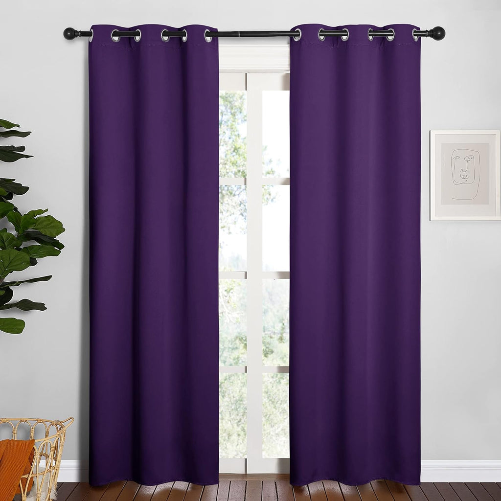 NICETOWN Blackout Curtain Panels - Thermal Insulated Drapes for Kids Room | Set of 2, 34 x 84 Inches, Royal Purple