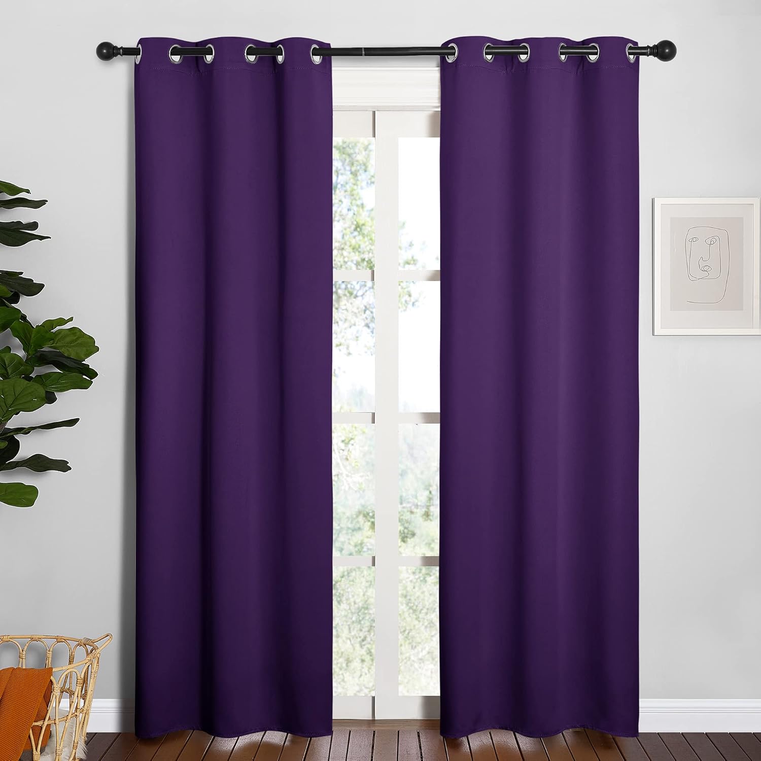 NICETOWN Blackout Curtain Panels - Thermal Insulated Drapes for Kids Room | Set of 2, 34 x 84 Inches, Royal Purple