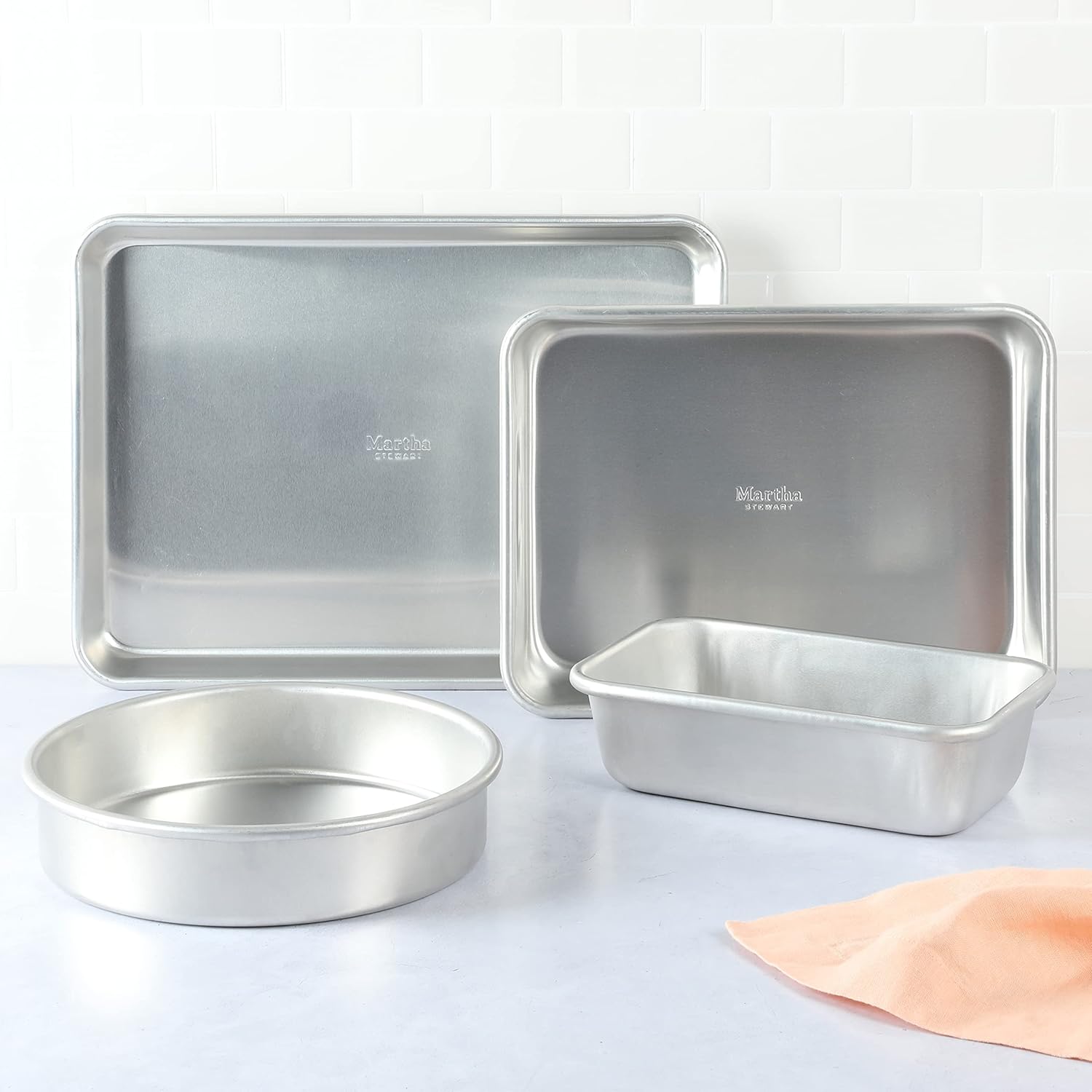 Martha Stewart Non-Stick Aluminum Bakeware Set - 4-Piece, Dishwasher Safe & Durable