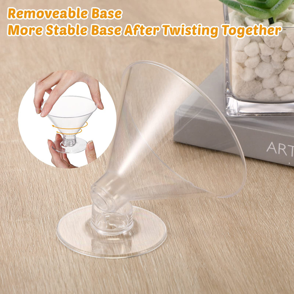 Yinkin 150 Cups and 150 Spoons Plastic Martini Glasses Disposable Cocktail Glasses Mini Martini Plastic Cups Dessert PVC Shot Unbreakable with Spoons for Weddings Party Wine Food (Clear,5 oz)