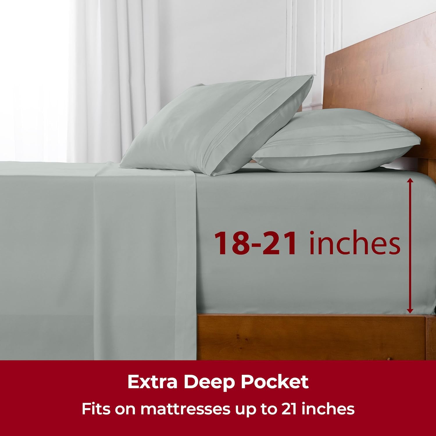 Mellanni Extra Deep King Sheets - Hotel Luxury Ultra Soft Cooling Bedding - Wrinkle & Stain Resistant (King, Spa Mint)