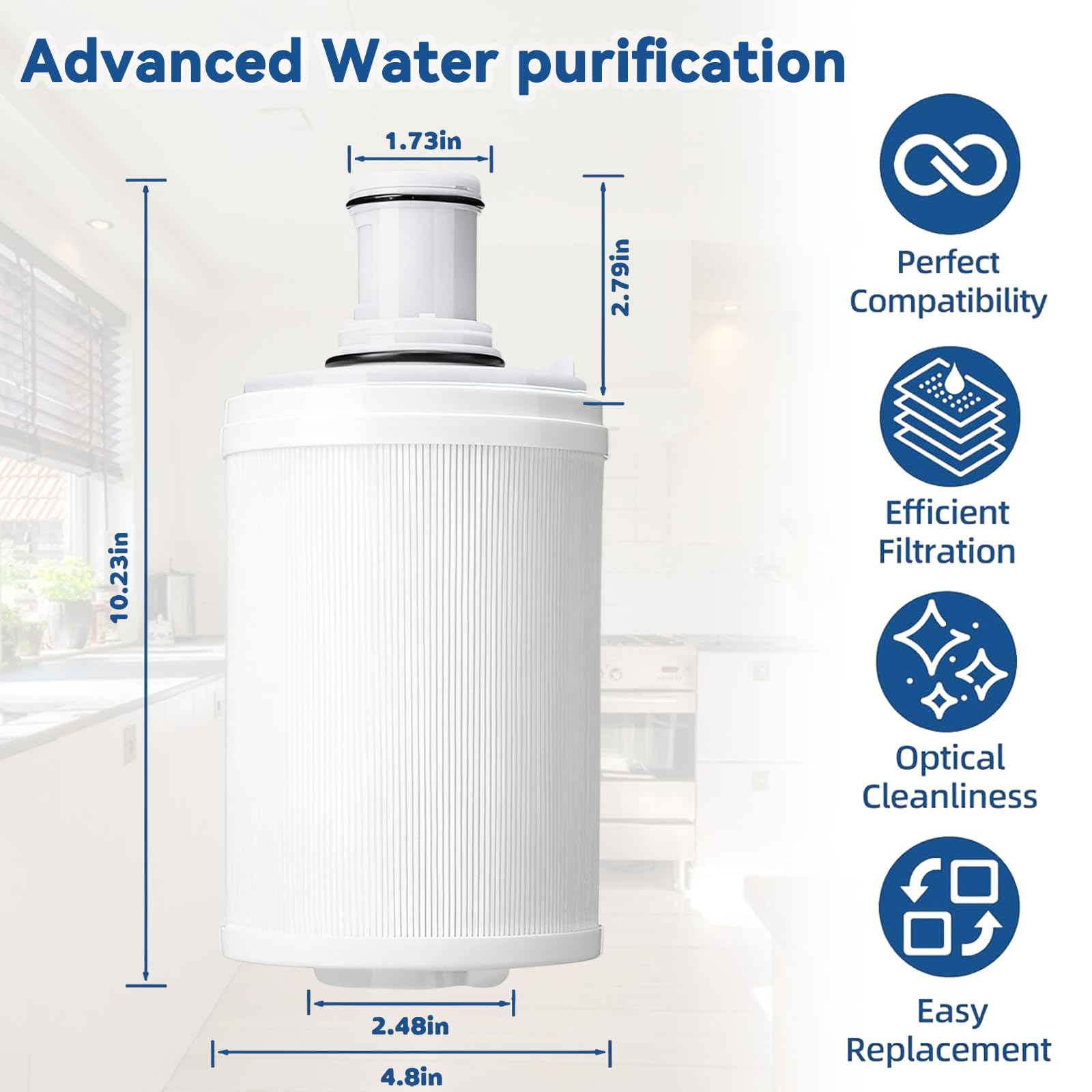 BIVIPO 100186 Replacement Filter Cartridge Compatible with Amway Espring Water Filter System，High-Precision Filtration，Mineral-Rich Output，Reduces 99.99% Contaminants
