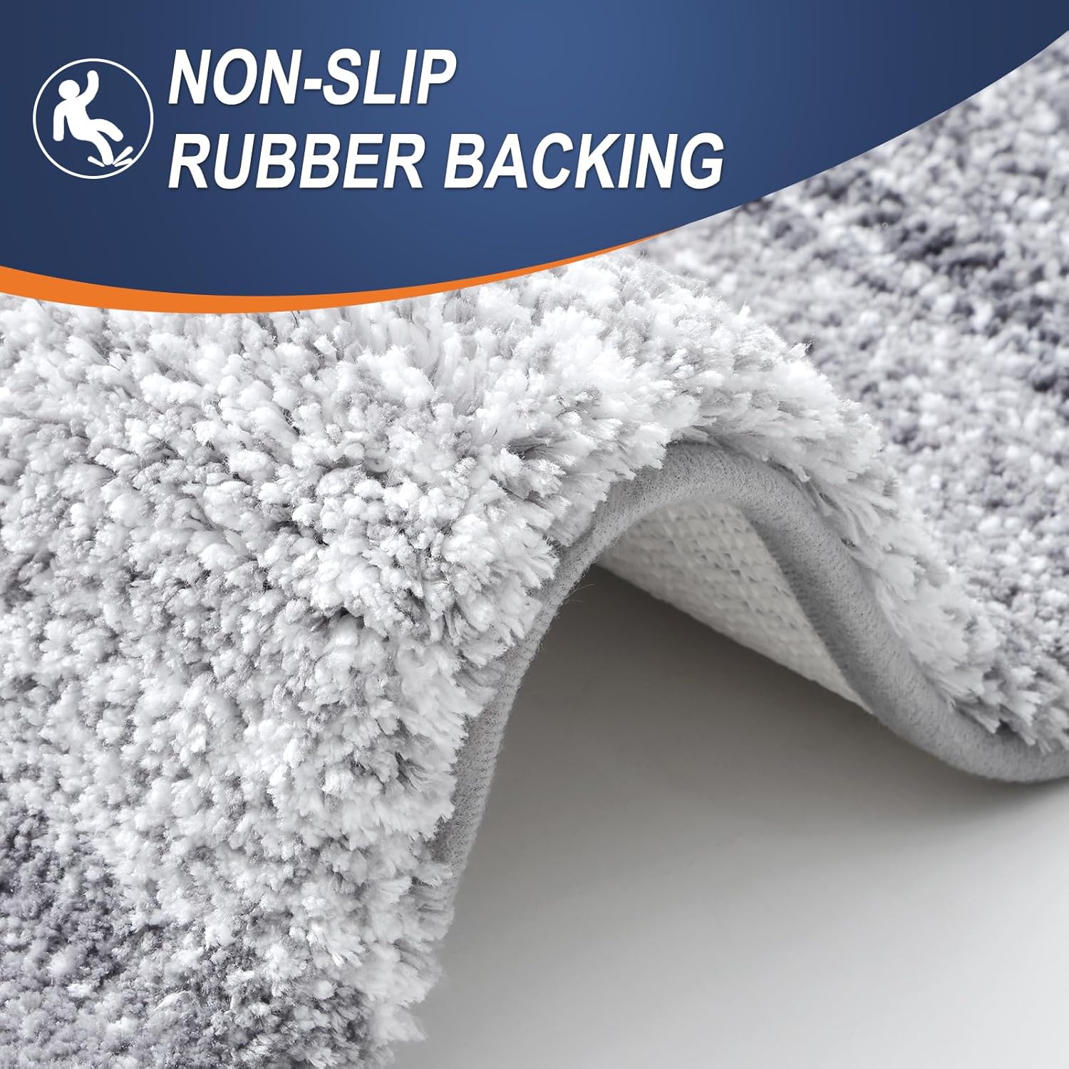 OLANLY Bathroom Runner Rug - Extra Soft Microfiber Mat | Quick Dry, Washable, 47x20, Light Grey