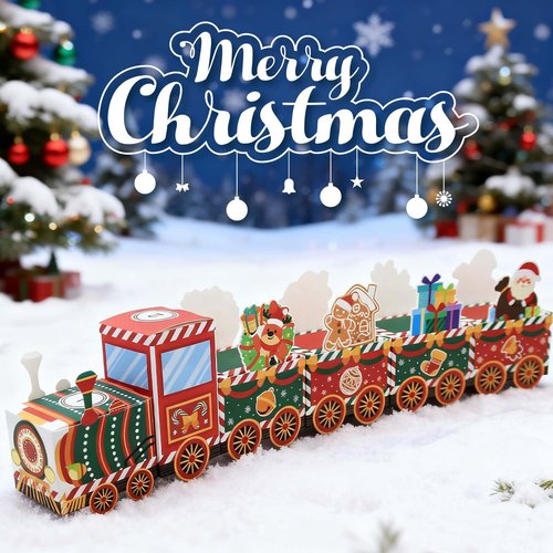 Lihome Diy Advent Calendar - Empty Advent Calendar to Fill Yourself, Christmas Advent Boxes Empty for Kids and Family (Christmas Train)
