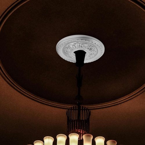 HOLIDYOYO 12.36 Inch Round Pu Ceiling Medallion Decorative Ceiling Light Cover Embossed Fan Medallion for Indoor Home Office Living Room