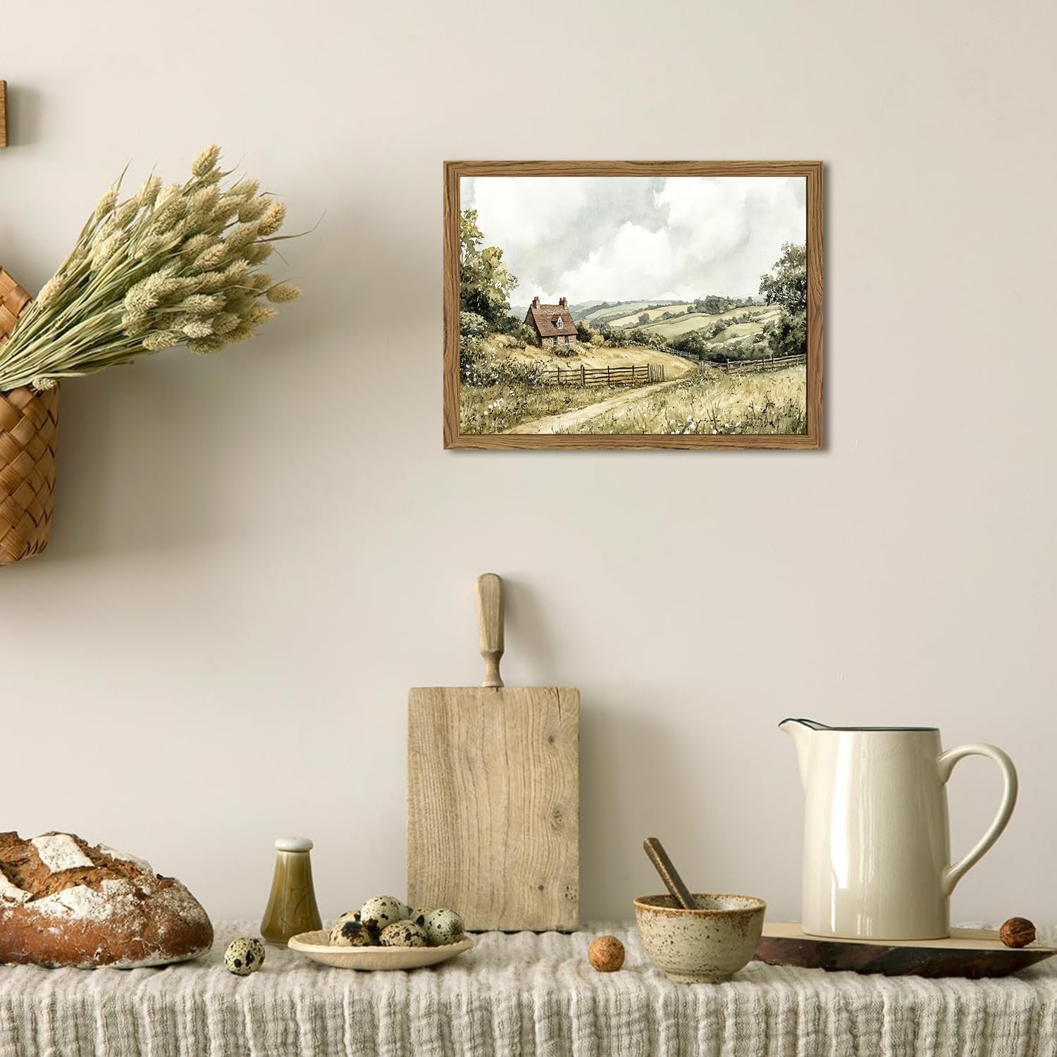 Skiennix Vintage Canvas Wall Art - Rustic Cottage Landscape Decor | Aesthetic 12x16 Inch Prints for Home